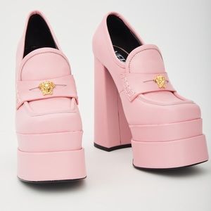 Versace Pink Platform Loafers